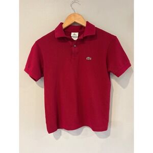 Lacoste boys red polo style cotton short sleeve shirt 14 fts smaller 12